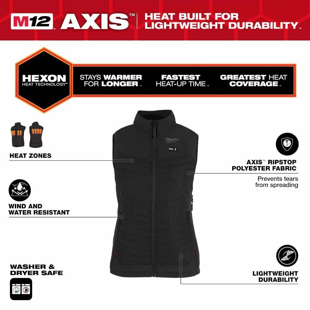 Milwaukee M12 Women's Black Axis Vest Kit from GME Supply